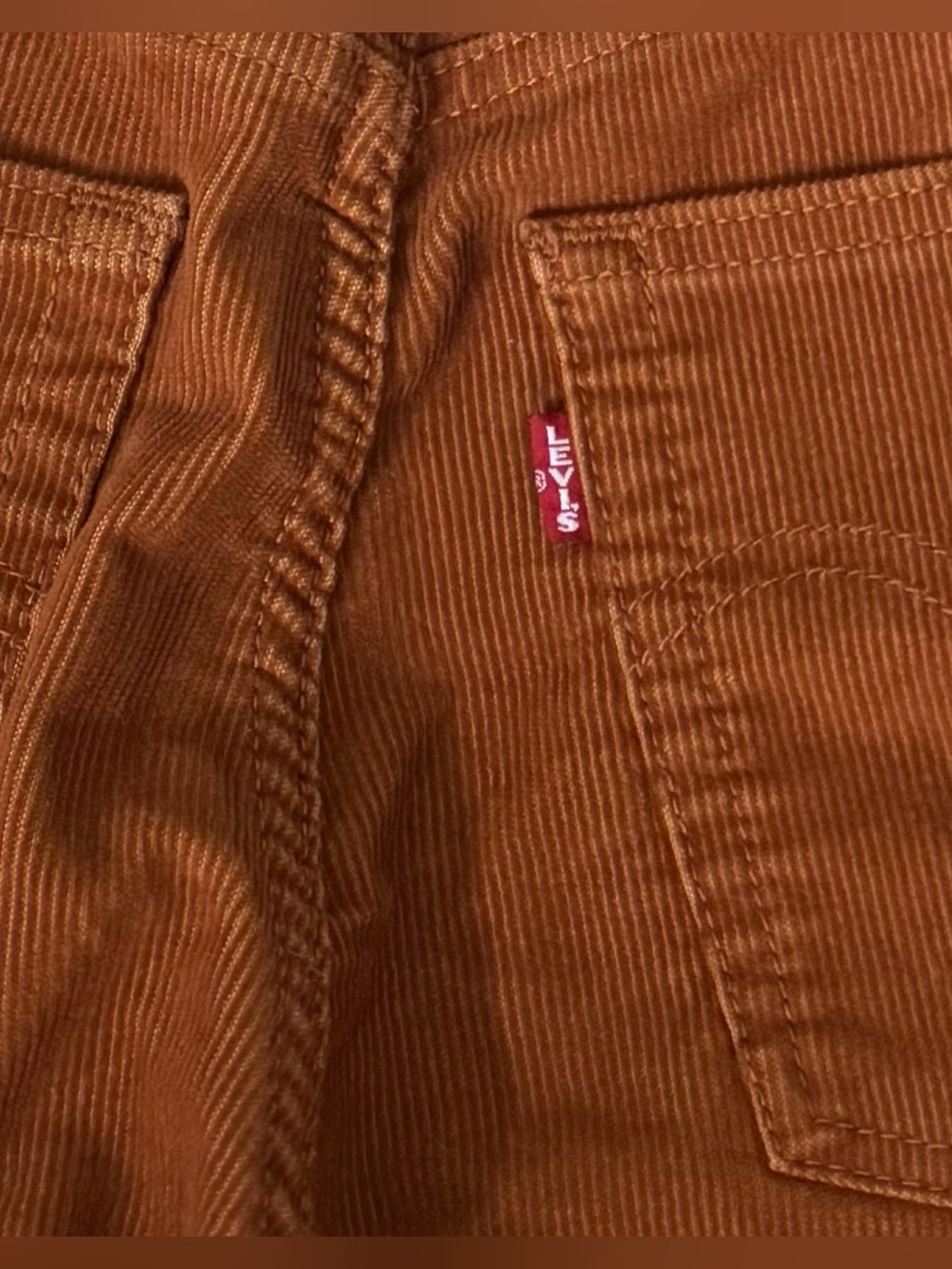 Levi’s Women’s Ribcage Flare Rust Orange Corduroy High Rise Pants Size 28 - Picture 11 of 13